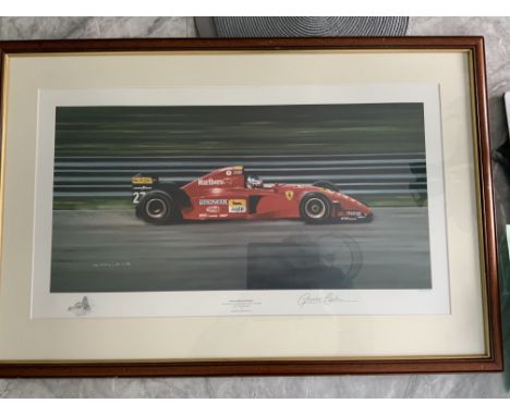 Jean Alesi 1995 Grand Prix Motor Racing Framed Print: Limited edition large print number 286/500 featuring Alesi in his Ferra