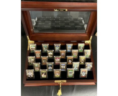 Tottenham Famous Moments Wooden Display Box: Named Golden Games Ingot Collection. Quality hinged wooden box with glass top. O