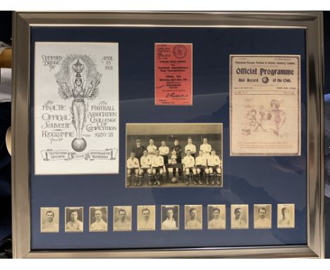 Tottenham 1921 FA Cup Final Framed Display: Although the final programme and ticket plus the Charity Shield programmes are re
