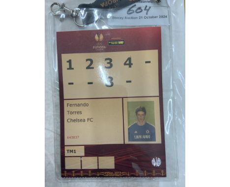 2013 Europa League Final Chelsea Players Lanyard: Original genuine photo identification for Fernando Torres. Neck has Europa 