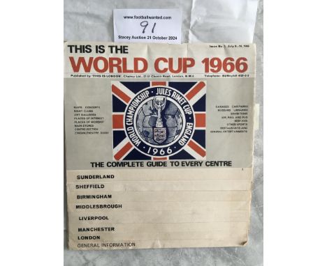 1966 World Cup Tourist Information Booklet: Stunning item with large World Cup logo to cover. Each area including Birmingham 