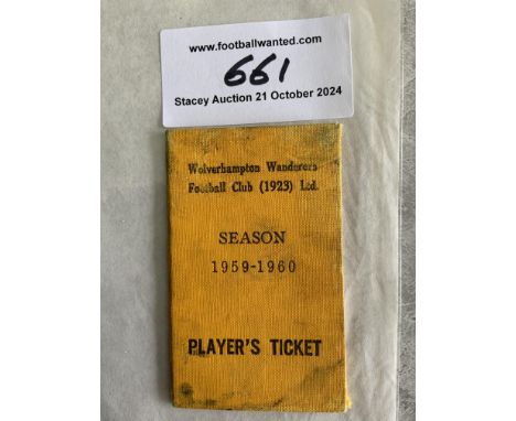 59/60 Wolves Football Players Ticket: From arguably the best ever Wolves team that won the FA Cup and Charity Shield but also