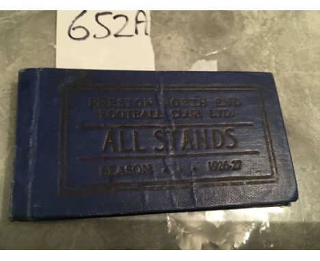 Preston 1926 - 1927 Football Season Ticket: Blue hard covers with plenty of numbered tickets inside plus fixture list. Nearly