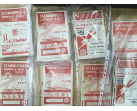 Scarborough Home + Away Football Programmes: There is a packet for each season 57/58 to 79/80 then 43 binders from 80/81 to 2