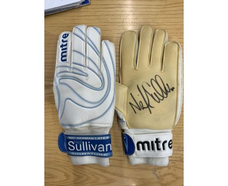 Neil Sullivan Tottenham + Chelsea Match Worn Football Gloves: Pair of Mitre Signature gloves both with his name to band and b