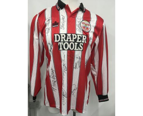 Southampton 1991 - 1992 Match Worn Football Shirt: Long sleeve red and white striped Admiral shirt with Draper Tools sponsors