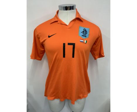 Van Persie Holland 2006 World Cup Match Worn Football Shirt: Orange short sleeve home shirt worn at the World Cup on 16 6 200