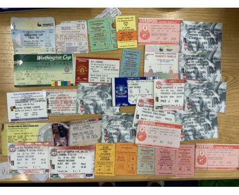 Liverpool Football Ticket Collection: 37 season tickets from 73/74 and then a near complete run from 86/87 to 98/99 plus dupl