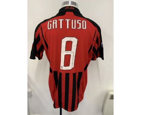 Gatuso AC Milan Match Worn Football Shirt: Red and black short sleeve home shirt worn in 2007 - 2008 v Arsenal. Champions Lea