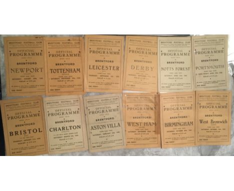 45/46 Brentford Home Football Programmes: Bristol City Notts Forest Derby Leicester Tottenham Newport Charlton FA Cup all ver