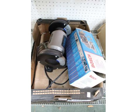 Bench grinder together with an angle grinder