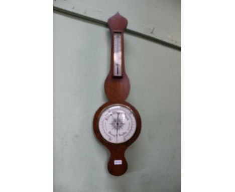 A late 19th century mahogany banjo barometer/thermometer