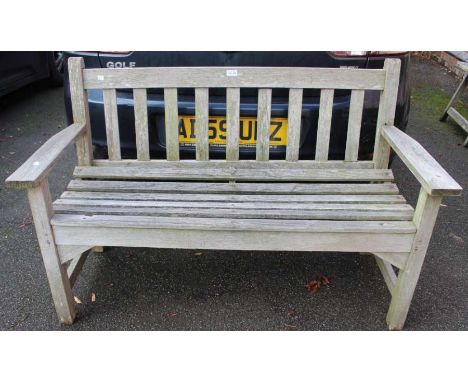 A wooden garden bench