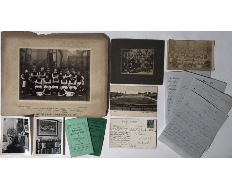 ASTON VILLA EARLY 20TH CENTURY. Collection of early 20th C Aston Villa memorabilia to include: mounted photographic print (po