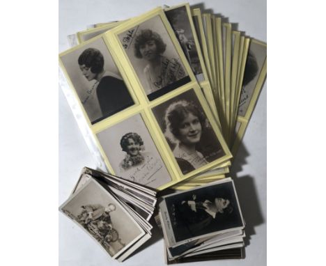 VINTAGE THEATRE STAR POSTCARDS MANY SIGNED. Approx 168 mostly well kept postcards depicting stars of the early 20th century, 