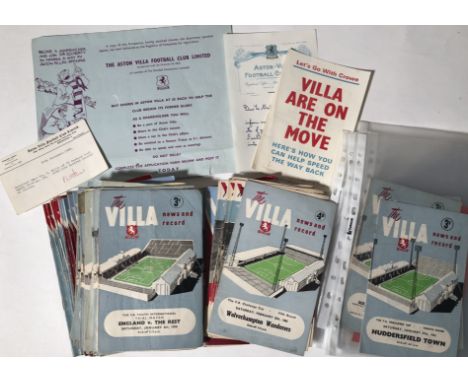 ASTON VILLA HOME PROGRAMMES AND SHARE APPLICATION DOCUMENTS. Collection of approx 100 mostly home programmes from circa 1960s