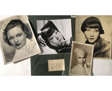 ANNA MAY WONG/SABU/ANNA NEAGLE. A selection of signed pieces from some sought after names, to include: mounted display with b