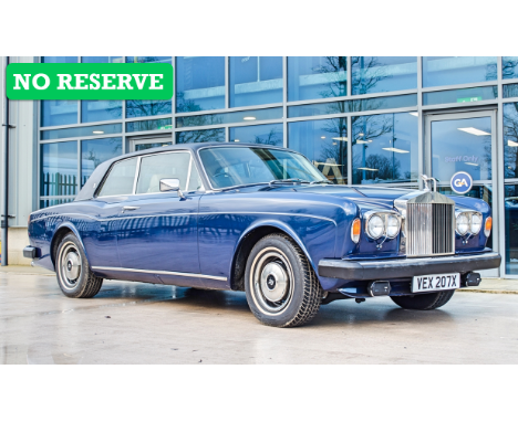 1981 Rolls-Royce Corniche 6.75 litre Series 5000 3 door fixed head coupe
Harvey-Bailey handling kit fitted with original beig