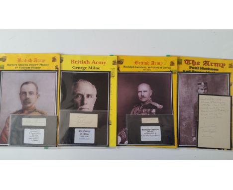 MILITARY, The Army signed pieces, letter etc., by Rudolph Lambart, Paul Methuen, George Milne, Herbert Charles Onslow Plumer,