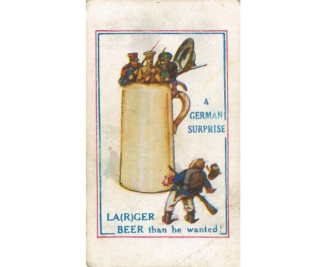 HAYNES, Army Pictures Cartoons etc., A German Surprise - A La(r)ger Beer than He Wanted, Boston gramophone &amp; cycle shop, 