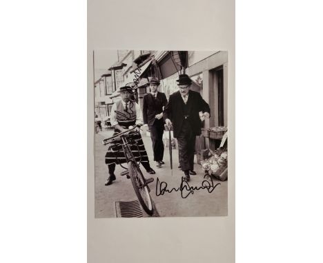 TELEVISION, Dad's Army, signed photo by Clive Dunne &amp; Arthur Lowe, full-length in street scene from the show, 8 x 10, EX