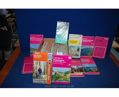 A quantity of Ordnance Survey Maps including The Peak District, Lands End, The English Lakes, etc.