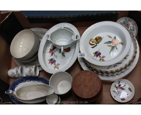 A quantity of china including Royal Worcester Evesham china flan dishes, pie dishes, open vegetable dish, Hornsea lidded Jar,