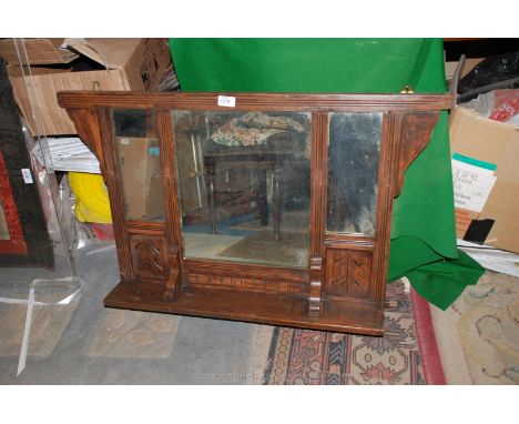 A wooden Triple mirrored Wall Shelf