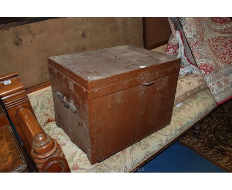 A Canvas metal bound Trunk by "F.H. Patterson - Birmingham" 19" x 26" x 19 1/2"