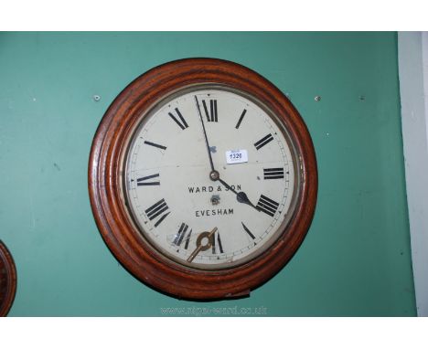 A Ward & Co, Evesham circular Wall Clock in Oak case (glass a/f)