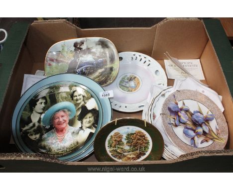 A quantity of mixed display plates including Royal Worcester, Welsh Ribbon Plates, etc