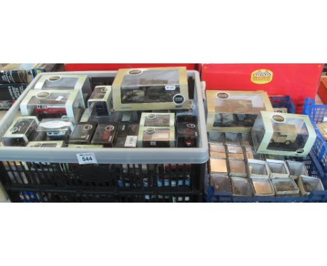 Box of Oxford Commercials diecast vehicles in perspex cases and original packaging, together with another box of Oxford milit