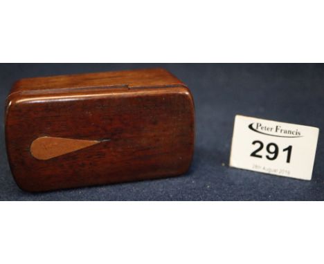 19th Century mahogany puzzle snuff box with inlaid swivel top. (B.P. 24% incl. VAT)