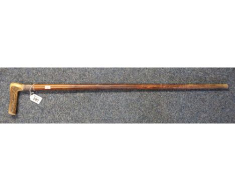 Horn handled walking stick with silver collar. (B.P. 24% incl. VAT)