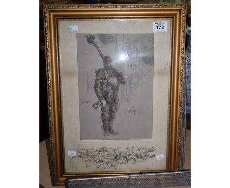 After Snaffles (Charles Johnson Payne), 'Wipers', First World War subject with impressed Snaffles bit, signed in the plate, s