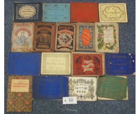 Box of Victorian sewing and knitting ephemera, various small softback books to include; 'Crochet a la Tricoter by Mrs Mee and