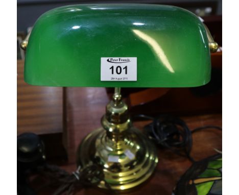 Classical style brass bankers desk lamp with glass shade. (B.P. 24% incl. VAT)