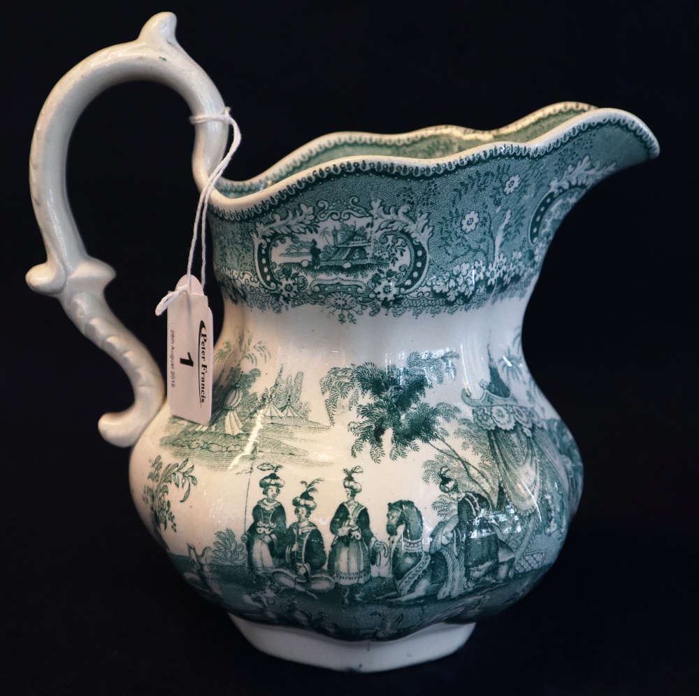 19th Century Llanelli pottery transfer printed Oriental pattern pouch