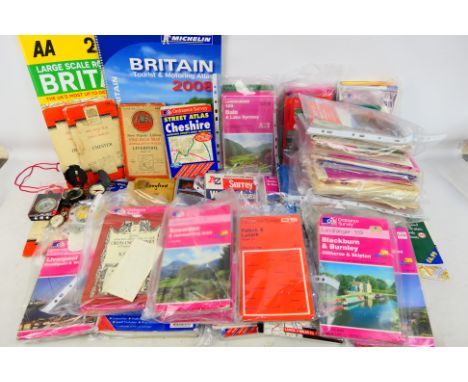 AA, O/S - A collection of maps and road atlases to include: AA 2024 large scale road atlas of Britain; O/S Landranger maps, O