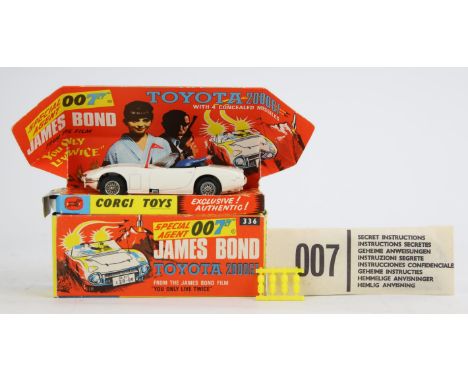 Corgi Toys 336 "James Bond" Toyota 2000 GT Taken From The Film "You only live twice" - White body, black interior with "James