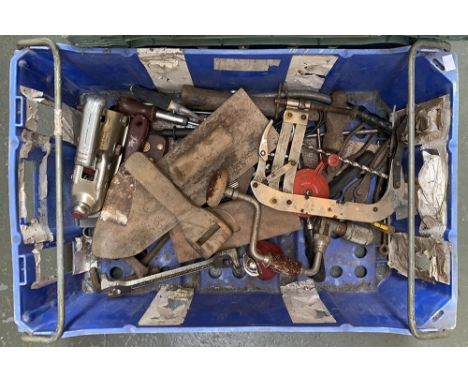 A box of tools to include towboar fitting etc 