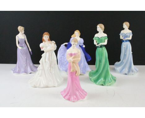Six boxed Royal Worcester porcelain figurines to include Special Day Bridesmaid, Emily (ltd edn), Special Day - New Born, Gra