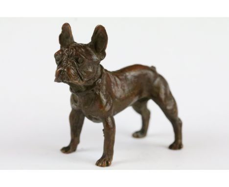 A bronze ornamental figure of a french bulldog 