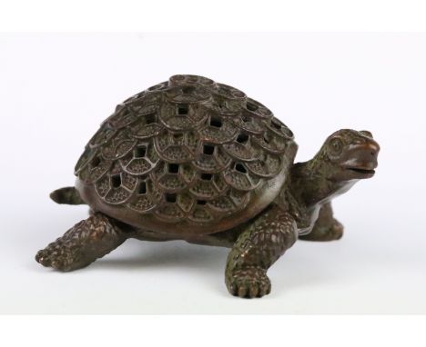 A Chinese bronze giant tortoise incence burner. 