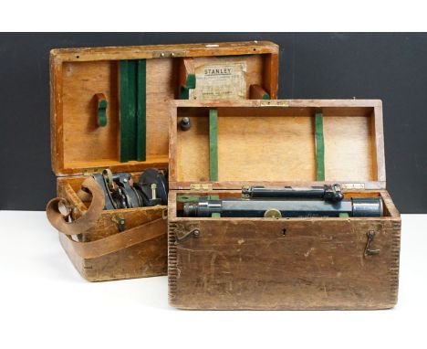 Two Stanley of London British Railways surveyors theodolites, both inscribed Chief Civil Engineer's Office Paddington, the lo