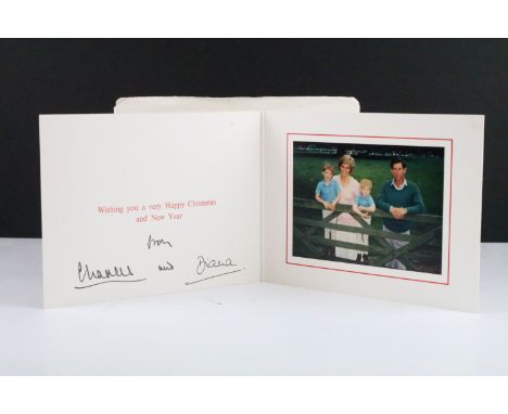 Royal Autograph - Charles III (b.1948 -) and Diana (1961-1997) as Prince and Princess of Wales, signed Christmas card, postma