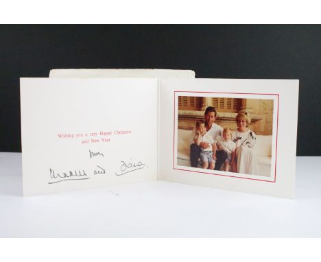 Royal Autograph - Charles III (b.1948 -) and Diana (1961-1997) as Prince and Princess of Wales, signed Christmas card, postma
