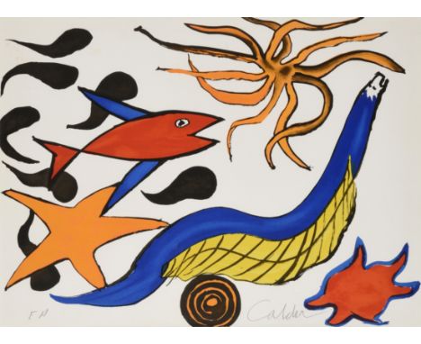 ALEXANDER CALDER (1898-1976)Sea Creatures, Our Unfinished Revolution, 1975-6Color lithograph on Arches wove paper annotated E