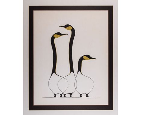 Benjamin Chee Chee (Canadian 1944-1977) FRIENDS lithograph laid down on board, signed and dated in the plate sheet size: 60 b