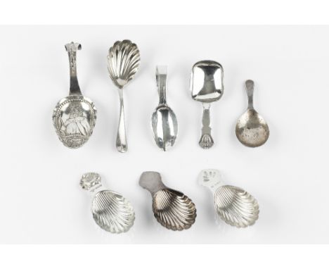A GEORGE III SILVER CADDY SPOON, with squared bowl and scallop terminal, by Thomas Robinson II and S Harding, London 1811, 9c